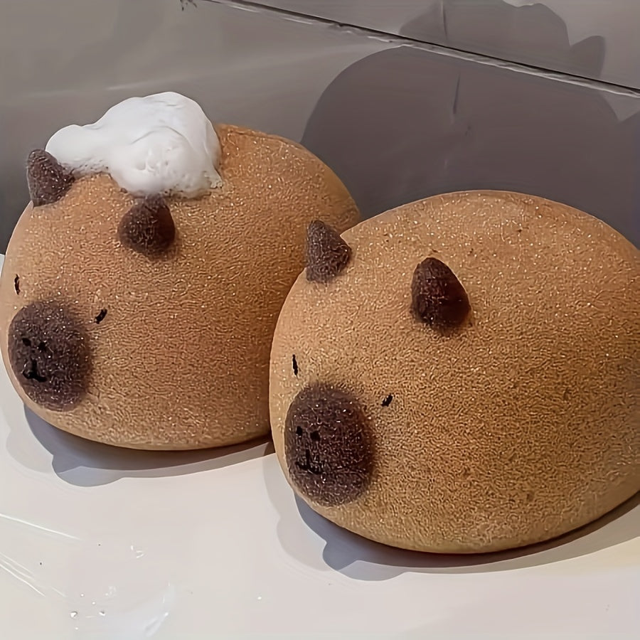 Boules de bain Kapibala 1\u002F2, éponges de douche douces et mignonnes, accessoires de bain pour le visage et le corps, cadeaux adorables en forme d'animaux