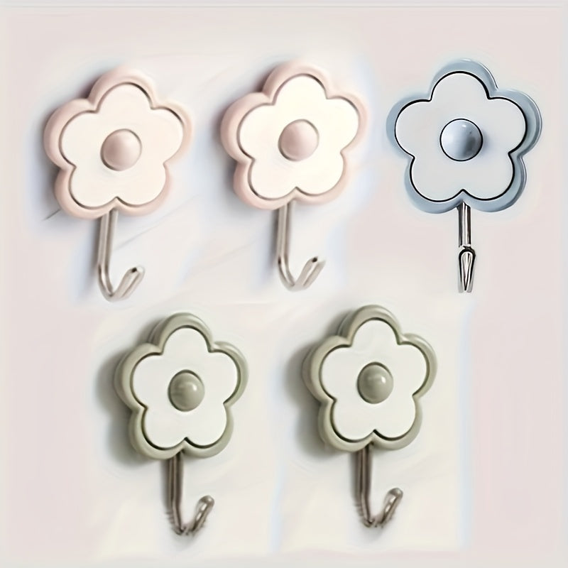 5\u002F10 pièces, crochets muraux adhésifs en forme de fleur, sans encombrement pour l'installation, supports à suspendre à la porte adhésifs solides, crochets multifonctions pour la décoration intérieure, installation facile, les couleurs peuvent varier.