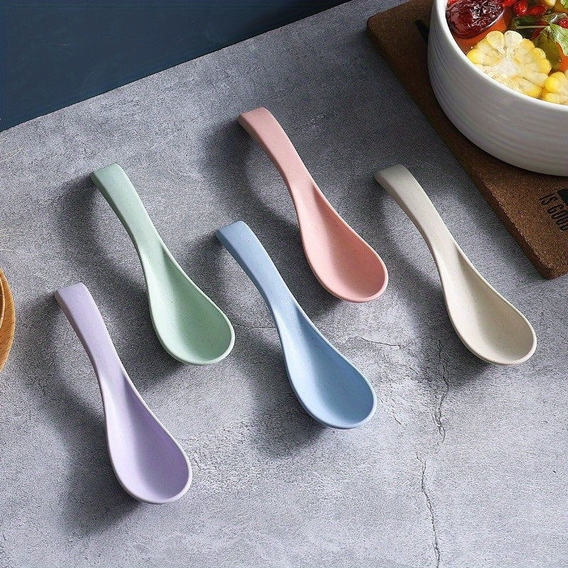 4pcs, Colored spoon Household small plastic spoon with high appearance level wheat straw