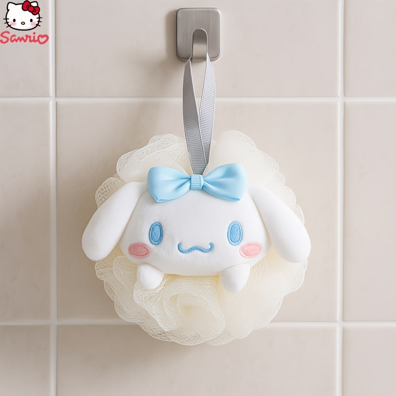 1pc Boule de Bain Chien Cannelle Sanrio Kuromi - Éponge Exfoliante Douce avec Mousse Abondante et Massage, Design Mignon de Dessin Animé & Anneau Suspendu Couleur Aléatoire pour le Frottement du Dos, Accessoire de Douche & Bain