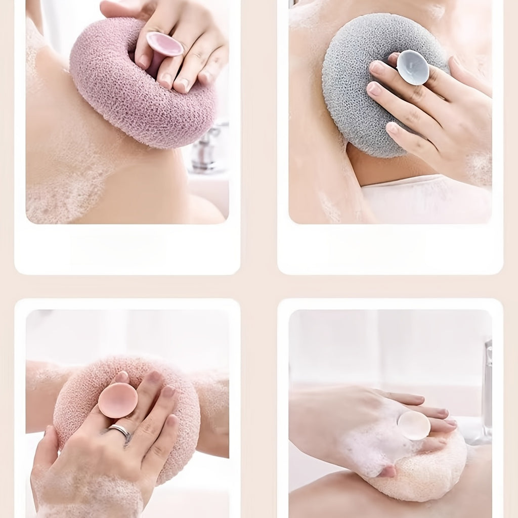 Lot de 4 pour Usage Domestique : Ventouse, Loofah de Massage, Créateur de Bulles de Bain, Brosse de Bain Ultra-Douce, Serviette Loofah et Boule de Bain pour Éliminer la Saleté
