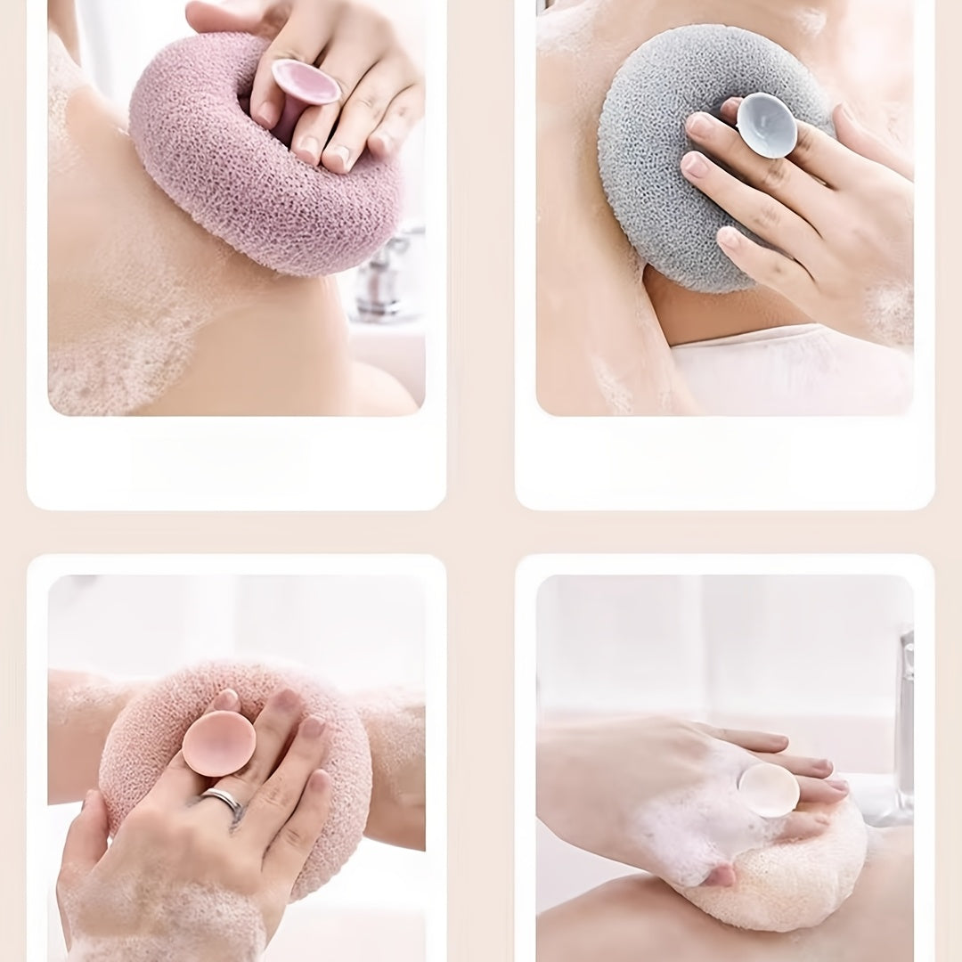 Lot de 4 pour Usage Domestique : Ventouse, Loofah de Massage, Créateur de Bulles de Bain, Brosse de Bain Ultra-Douce, Serviette Loofah et Boule de Bain pour Éliminer la Saleté