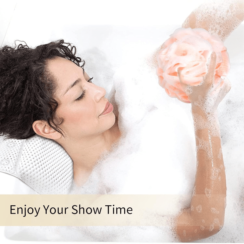 Ensemble de 4 éponges exfoliantes pour le spa à domicile, idéales pour la douche, avec boule de bain en filet, brosse pouf, et éponge de gommage pour le visage et le corps, pour une mousse abondante et onctueuse.