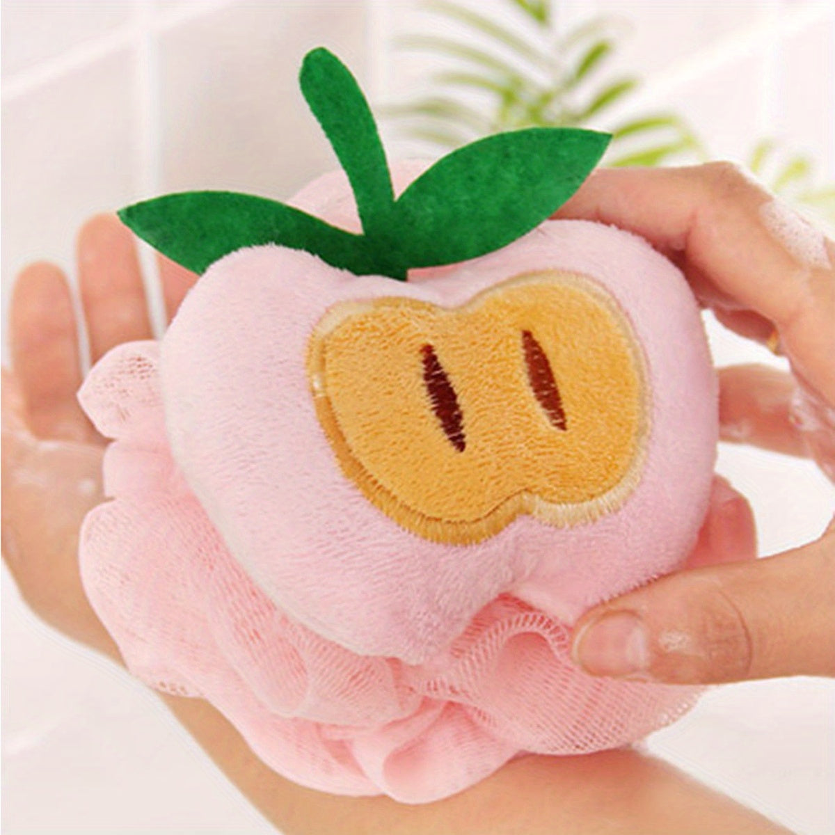 Lot de 4 Fleurs de Bain pour Bébés Filles, Balles de Bain Douces et Non-Éparpilantes pour Bébés Garçons, Balles de Bain à Motifs de Fruits