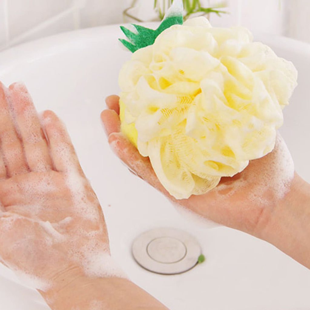 Lot de 4 Fleurs de Bain pour Bébés Filles, Balles de Bain Douces et Non-Éparpilantes pour Bébés Garçons, Balles de Bain à Motifs de Fruits