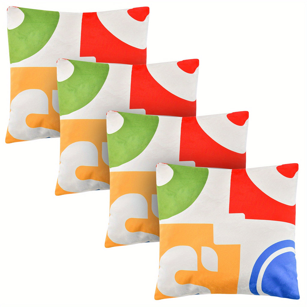 Maxmass Ensemble de 4 Coussins Carrés en Velours Amovibles et Lavables, Rouge 18\