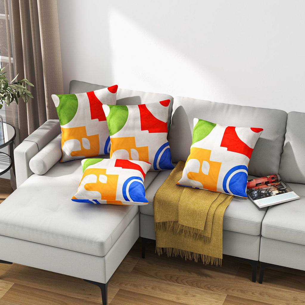 Maxmass Ensemble de 4 Coussins Carrés en Velours Amovibles et Lavables, Rouge 18\