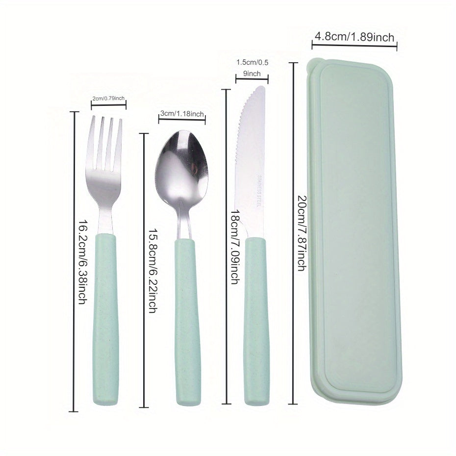 Reusable Travel Utensil Set with Box: 3-Piece Stainless Steel Portable Knife, Fork, and Spoon Set, BPA-Free, Suitable for Travel, Picnics, Camping, Valentine's Day, Thanksgiving, Christmas, Halloween, and Teacher's Day