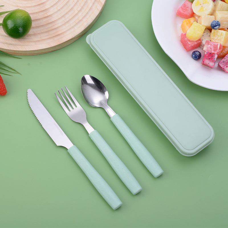 Reusable Travel Utensil Set with Box: 3-Piece Stainless Steel Portable Knife, Fork, and Spoon Set, BPA-Free, Suitable for Travel, Picnics, Camping, Valentine's Day, Thanksgiving, Christmas, Halloween, and Teacher's Day