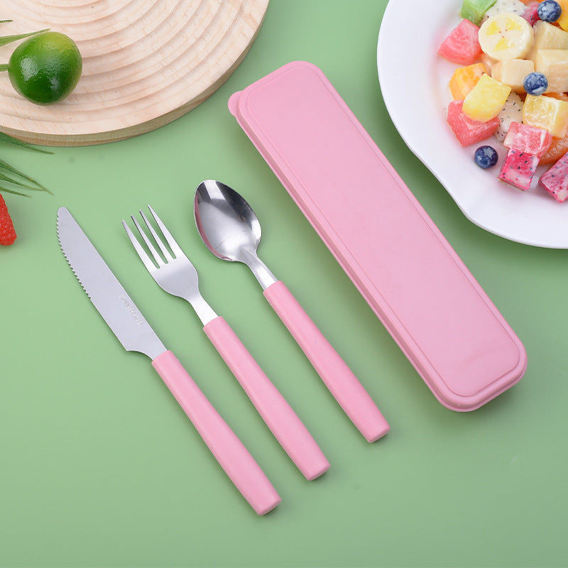 Reusable Travel Utensil Set with Box: 3-Piece Stainless Steel Portable Knife, Fork, and Spoon Set, BPA-Free, Suitable for Travel, Picnics, Camping, Valentine's Day, Thanksgiving, Christmas, Halloween, and Teacher's Day