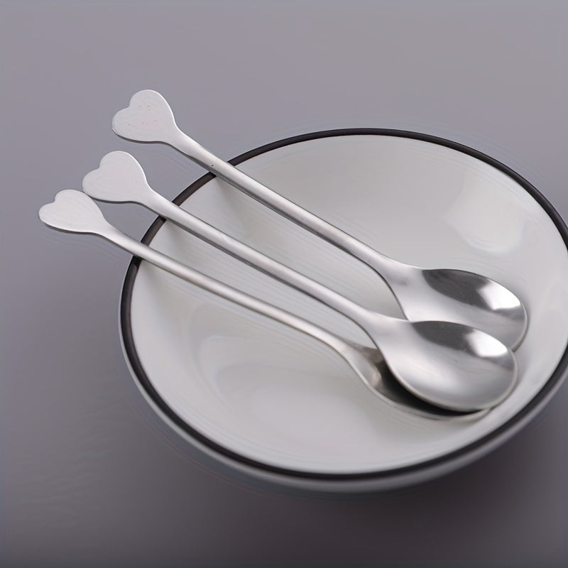 4 Pieces Stainless Steel Spoons with Heart-Shaped Handles: Perfect for Coffee, Tea, Soup, and More