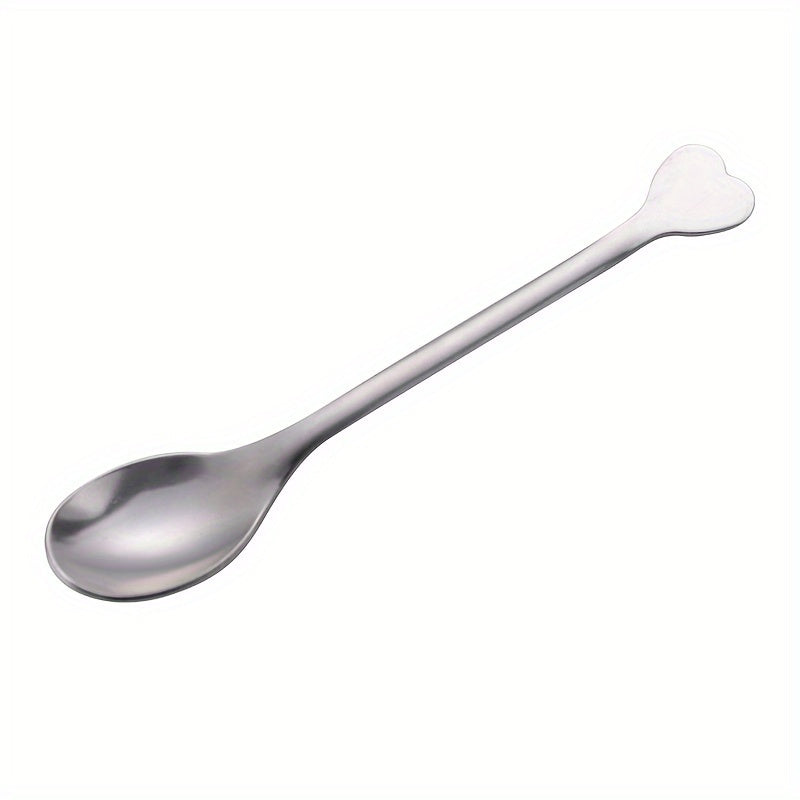 4 Pieces Stainless Steel Spoons with Heart-Shaped Handles: Perfect for Coffee, Tea, Soup, and More