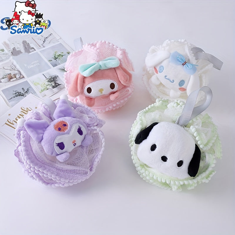 1pc Boule de Bain Mignonne à Motifs de Fleurs et Dentelle pour Frotter le Dos