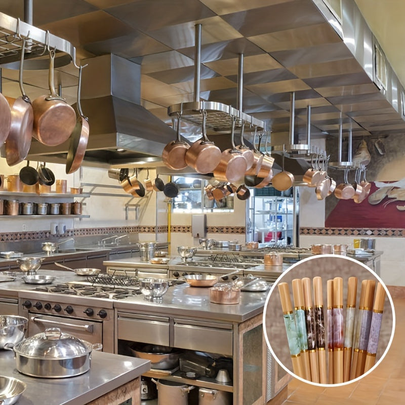 Five Pairs of Bamboo Printed Chopsticks, Consumable Chopsticks, Tableware, Kitchen Supplies, Suitable for Restaurants Happy Eid Al-Fitr