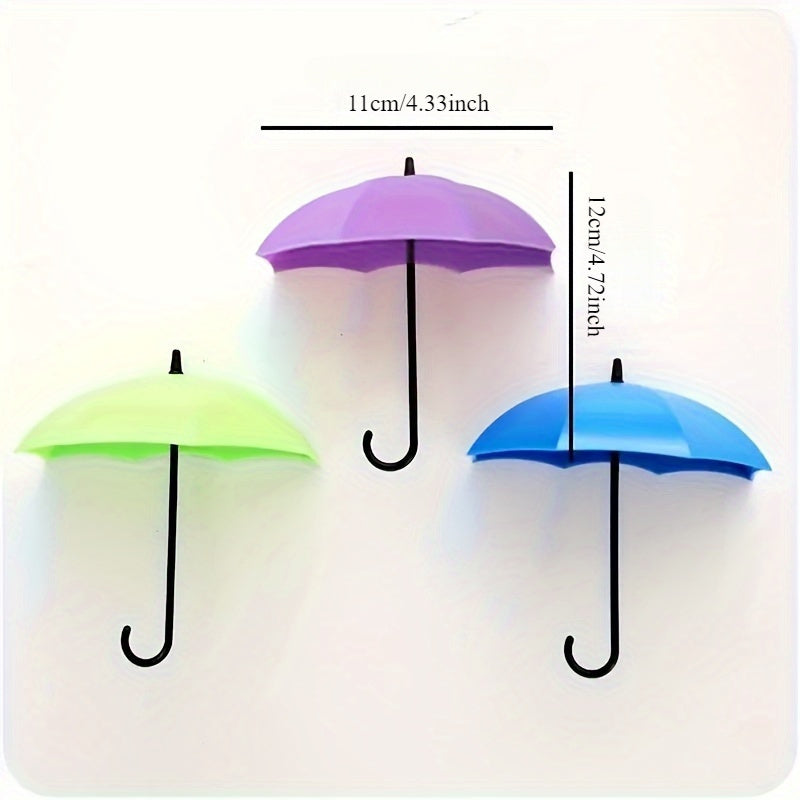 Crochets Multifonctionnels en Forme de Parapluie à Six Couleurs, Crochets de Clés Décoration Créative, Crochets Adhésifs Muraux, Décoration Murale de Chambre Familiale, Décoration Esthétique de Pièce