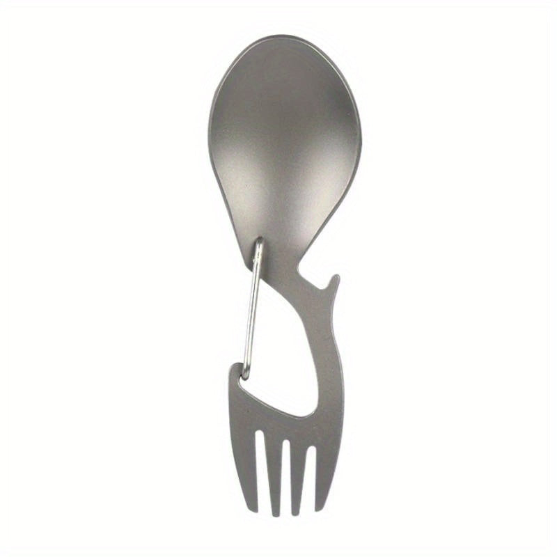 Multi-Functional Outdoor Camping Spoon: Ultra-Light Titanium Tableware for Picnic, BBQ, And Portable Food - Includes Fork And Spoon - Polished Stainless Steel