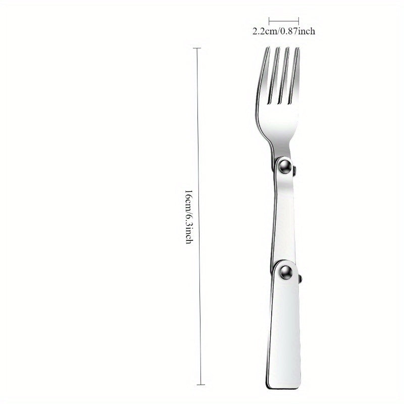 1 Set Stainless Steel Foldable Flatware - Polished Finish, Portable Camping Cutlery, Compact Travel Fork and Spoon Set for Outdoor, Picnic, Fishing, Boating, Backpacking