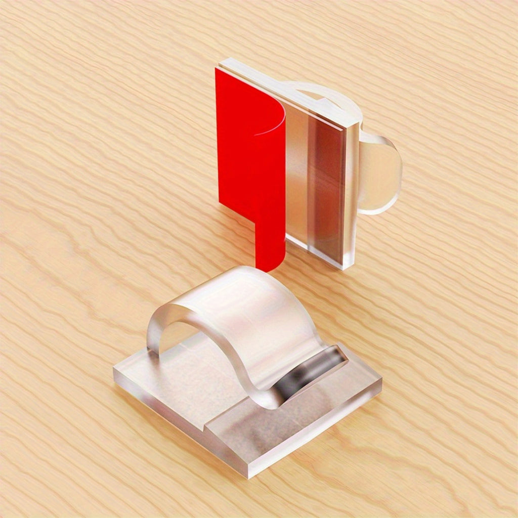 100pcs Crochets de Guirlande Lumineuse Extérieure en Plastique Transparent - Clips de Câble Auto-adhésifs Étanches pour Décorations de Noël Festives, Supports de Cordon Transparents pour Suspendre des Lumières