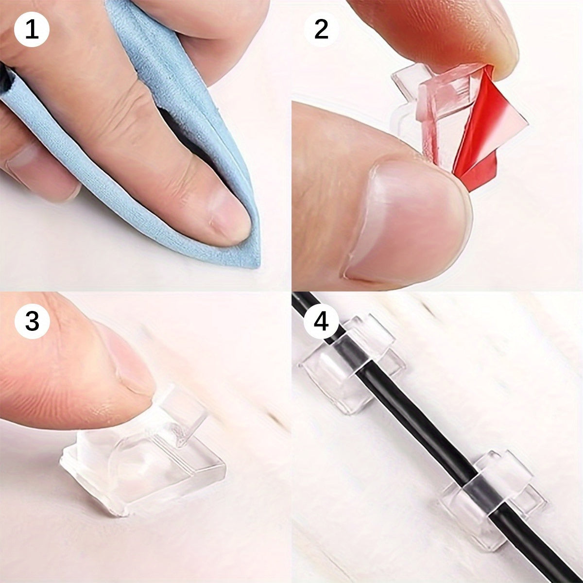 100pcs Crochets de Guirlande Lumineuse Extérieure en Plastique Transparent - Clips de Câble Auto-adhésifs Étanches pour Décorations de Noël Festives, Supports de Cordon Transparents pour Suspendre des Lumières