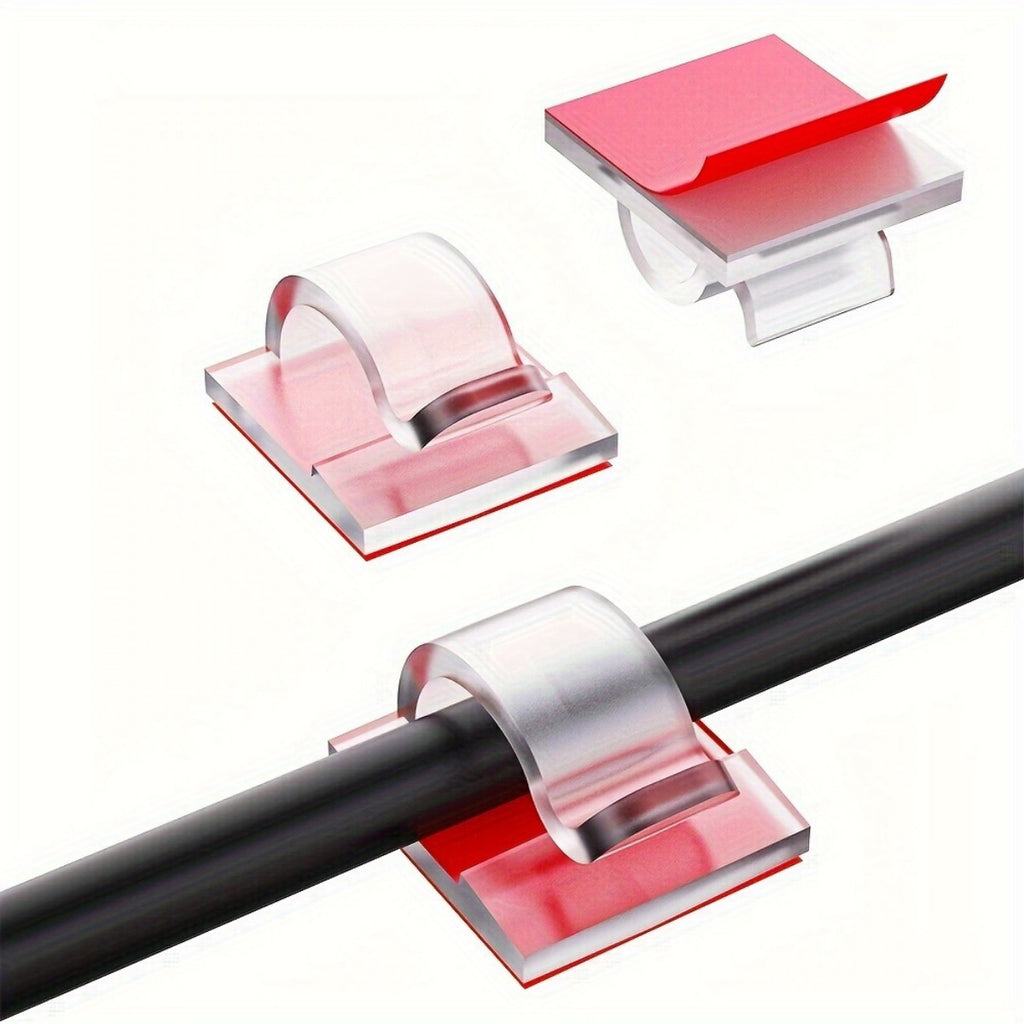 100pcs Crochets de Guirlande Lumineuse Extérieure en Plastique Transparent - Clips de Câble Auto-adhésifs Étanches pour Décorations de Noël Festives, Supports de Cordon Transparents pour Suspendre des Lumières