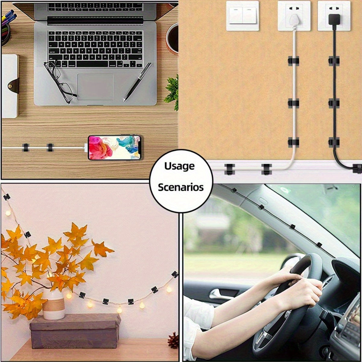 100pcs Crochets de Guirlande Lumineuse Extérieure en Plastique Transparent - Clips de Câble Auto-adhésifs Étanches pour Décorations de Noël Festives, Supports de Cordon Transparents pour Suspendre des Lumières