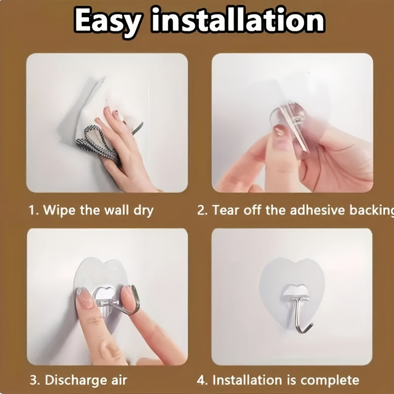 20 pièces Grands Crochets Forts à Adhésion Sans Perçage pour Cuisine et Salle de Bain Transparents, Crochets Robustes sans Traces pour Suspension Murale, Crochets Utilitaires