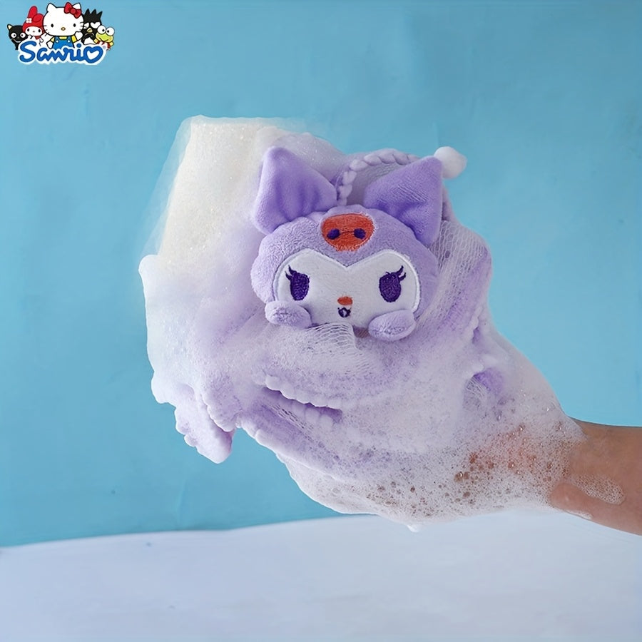 1pc Boule de Bain Chien Cannelle Sanrio Kuromi - Éponge Exfoliante Douce avec Mousse Abondante et Massage, Design Mignon de Dessin Animé & Anneau Suspendu Couleur Aléatoire pour le Frottement du Dos, Accessoire de Douche & Bain