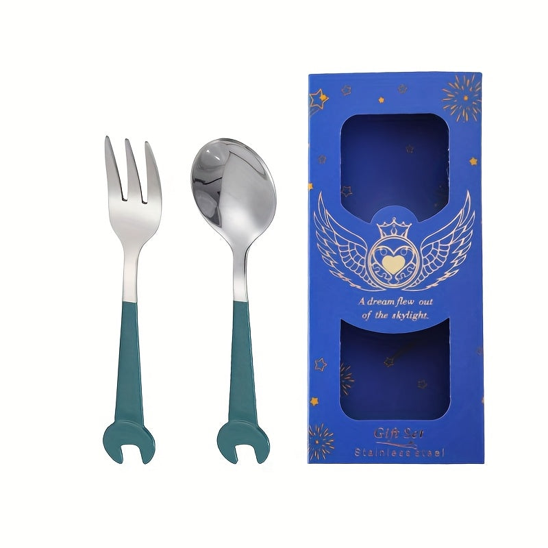 Outdoor Camping Picnic 304 Stainless Steel Spoon Fork Creative Wrench Dessert Coffee Spoon Cutlery Gift Set