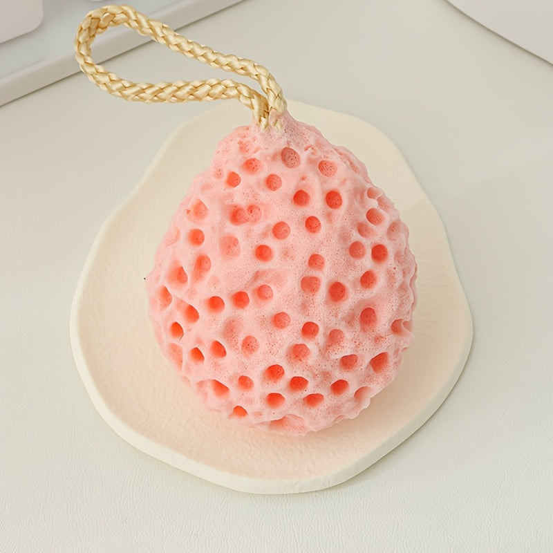 1pc Éponge de bain douce - Design de fruits mignon, non lâche, mousse hautement absorbante pour une exfoliation douce, idéale pour la douche et la salle de bain, éponge de douche | Design amusant | Éponge de bain durable