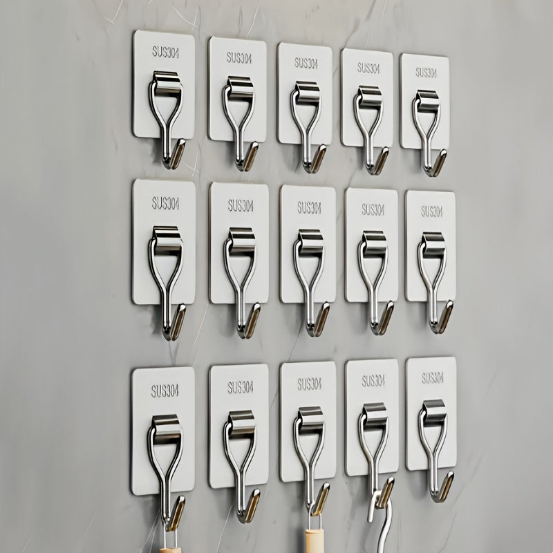 Lot de 10\u002F15 Crochets Adhésifs Sans Couture, Suspension de Cadre Photo Sans Trace ni Clou, Suspension Murale sur Carrelage, Crochets de Fixation Puissants, Style Multifonctionnel, Compatibilité Multi-surfaces, Crochets Utilitaires