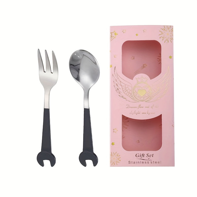 Outdoor Camping Picnic 304 Stainless Steel Spoon Fork Creative Wrench Dessert Coffee Spoon Cutlery Gift Set