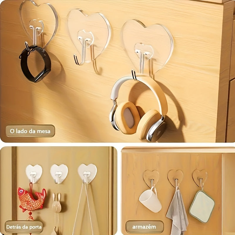 20 pièces Grands Crochets Forts à Adhésion Sans Perçage pour Cuisine et Salle de Bain Transparents, Crochets Robustes sans Traces pour Suspension Murale, Crochets Utilitaires