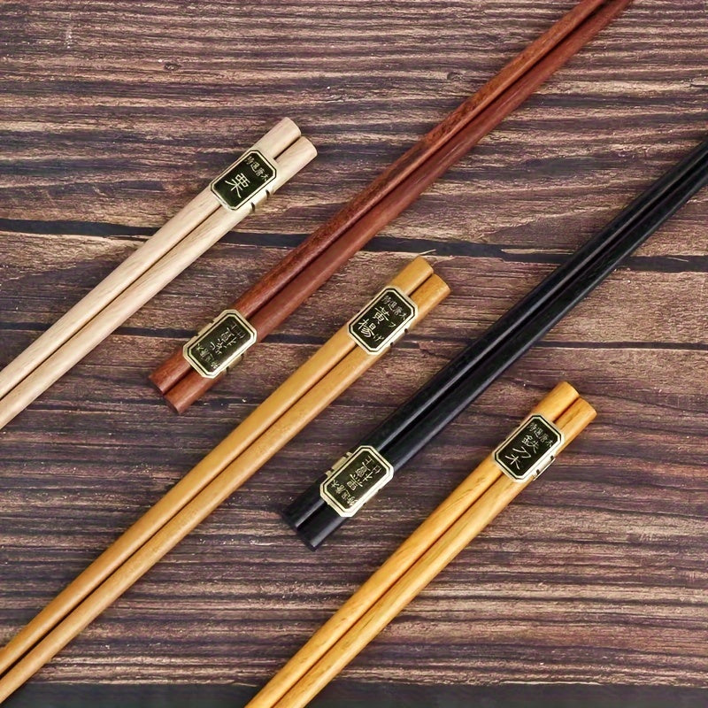 Five pairs of wooden chopsticks, spaghetti, kitchen cooking, solid wood chopsticks, five types of wooden chopsticks, square chopsticks, kitchen utensils