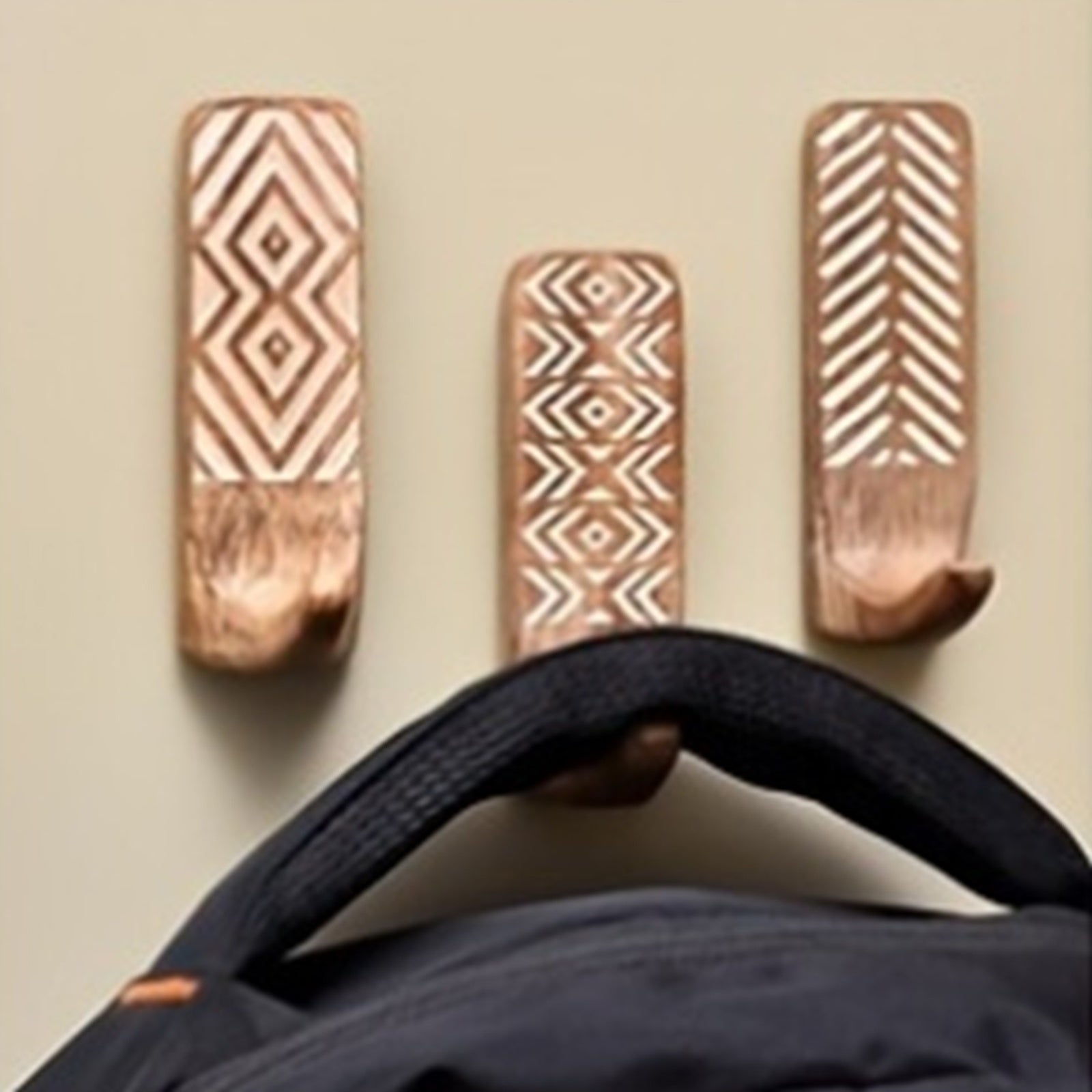 3pièces Crochets Muraux En Bois Auto-Adhésifs Crochets de Manteau Multi-Fonction Pour Cuisine Salon Maison, Crochets Utilitaires