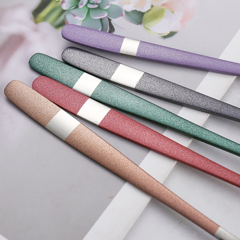 5pcs Premium Stainless Steel Spoon Set - Rust-Resistant, Long & Thick Handles for Easy Grip - Ideal for Family Gatherings, Potlucks & Restaurants