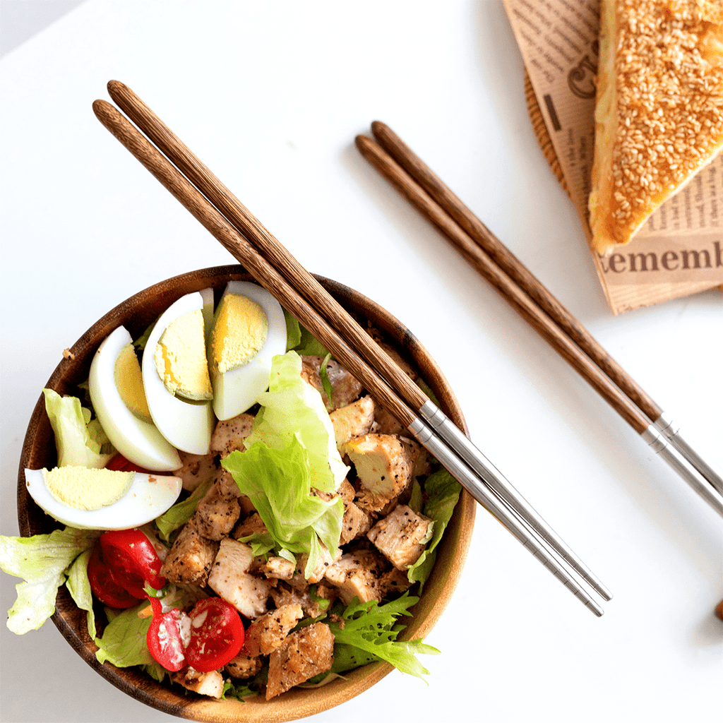 1 pair Exquisite Wooden and Stainless Steel Splicing Chopsticks - Durable and Stylish Eating Utensils