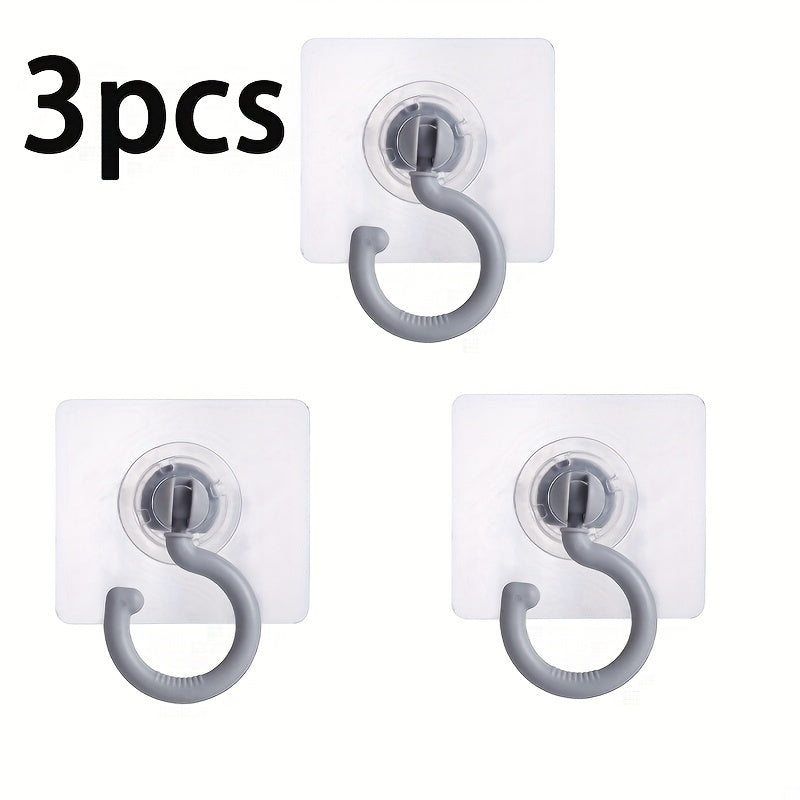 3pcs\u002Fset Crochet de plafond rotatif auto-adhésif à 360°, montage mural sans perçage pour abris de lit et moustiquaires et foulards et sacs de rangement