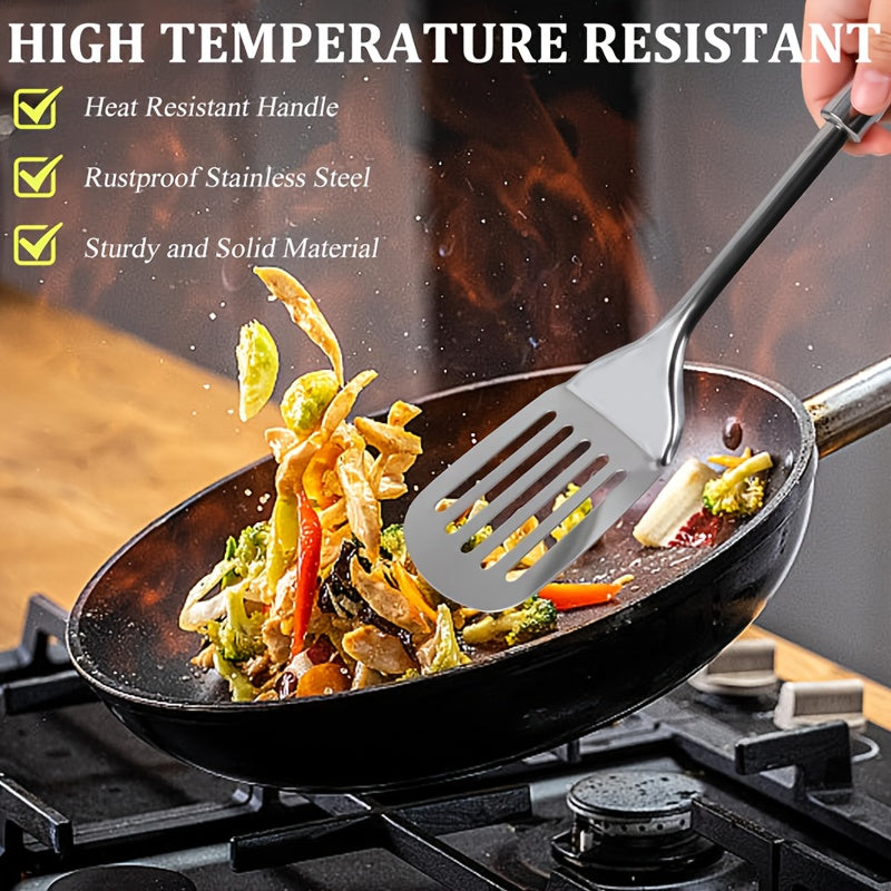 YUHUPHYLLIC Stainless steel kitchen utensils, multi-purpose cooking tools, including soup spoons and spatulas, suitable for home, restaurants, restaurants, home cooks essential cooking tools