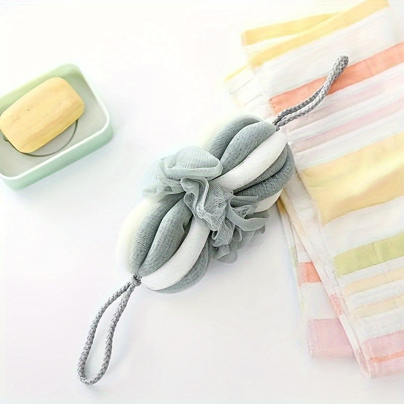 Une grande éponge de bain extensible en konjac, sans perte de poils, un gant de toilette long pour le lavage du corps, une boule de mousse, des fournitures de bain à bulles, avec un gratte-tos, pour les adultes, sans besoin d'électricité.