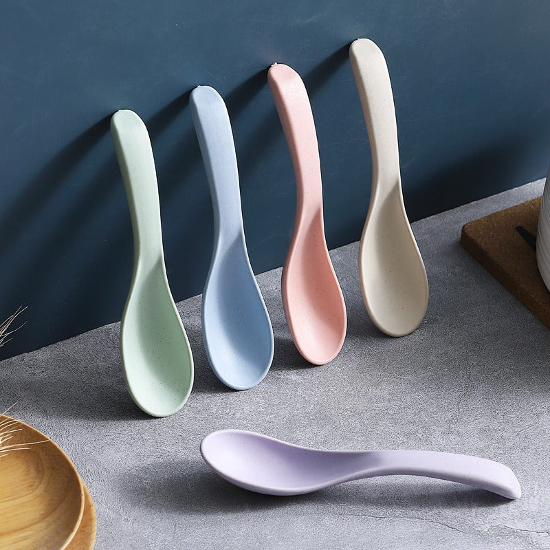 4pcs, Colored spoon Household small plastic spoon with high appearance level wheat straw