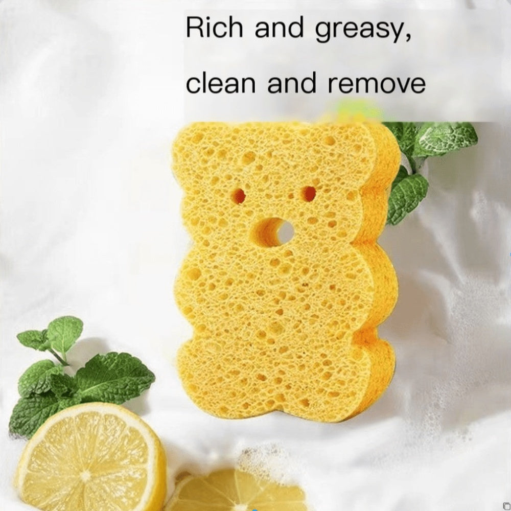 4pcs Adorable Cartoon Animal Bath Sponges - Éponge à langer douce et délicate pour exfolier le visage et le corps, avec des motifs d'ours, de lapin, d'étoile et de canard, accessoire de bain