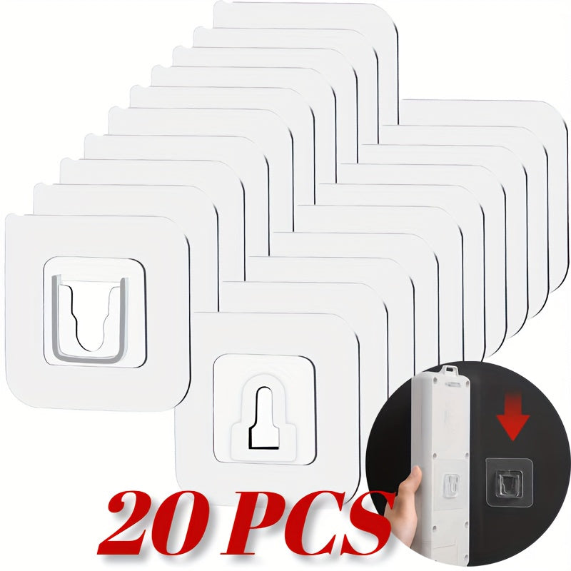 20 Crochets Muraux Adhésifs Transparents - Crochets à Ventouse Faciles à Installer pour Rangement Cuisine et Salle de Bain, Matériau Plastique Non Fini