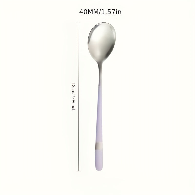 5pcs Stainless Steel Spoons Set, Rust-Resistant, Long-Handled, Thickened Comfort, Heavy-Duty Kitchen Accessories, Ideal for Family Gatherings, Potlucks, and Restaurants