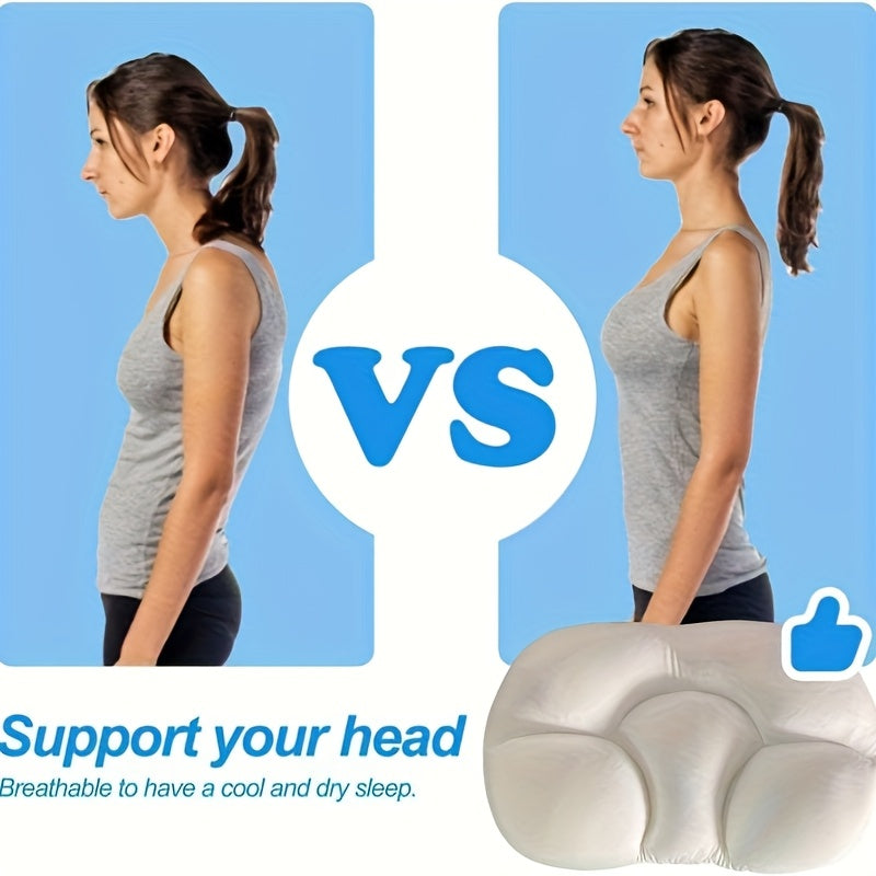 1pièce Oreiller de sommeil ergonomique 3D en forme d'œuf - Polyester fibre de fermeté moyenne, soutien de cou portable pour les dormeurs sur le côté et sur le dos, rembouré en mousse, facile à entretenir, coussin de voyage léger
