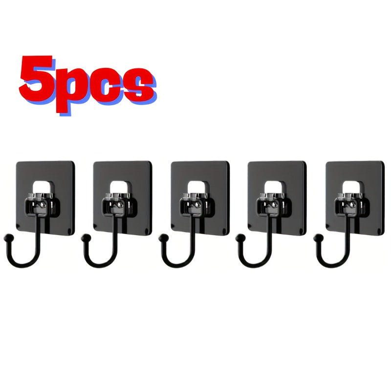 15 Crochets Adhésifs Noirs Robustes, Sans Perçage, Invisibles et Résistants à l'Eau et à la Rouille pour Objets Lourds, Installation Facile pour Cuisine ou Salle de Bain, Crochets Utilitaires