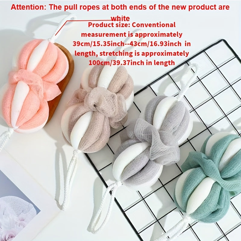 Une grande éponge de bain extensible en konjac, sans perte de poils, un gant de toilette long pour le lavage du corps, une boule de mousse, des fournitures de bain à bulles, avec un gratte-tos, pour les adultes, sans besoin d'électricité.