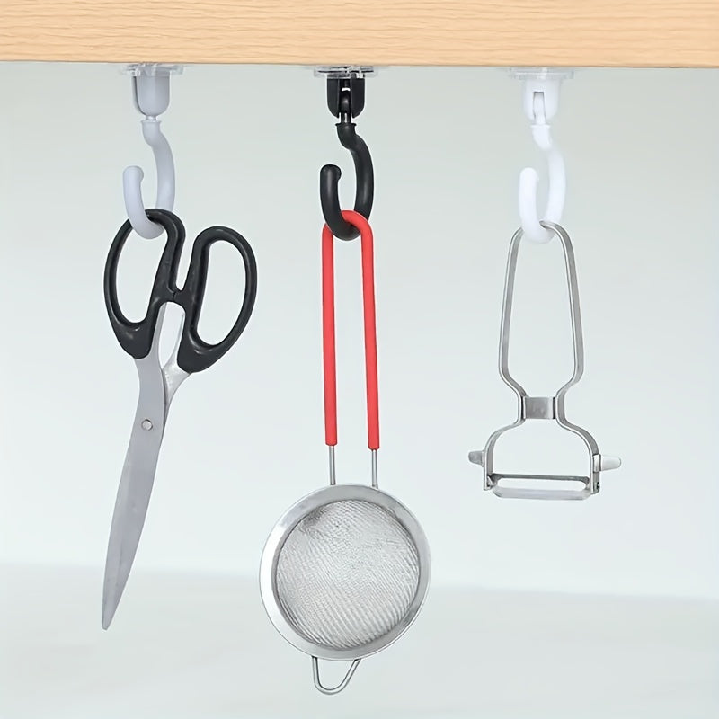 3pcs\u002Fset Crochet de plafond rotatif auto-adhésif à 360°, montage mural sans perçage pour abris de lit et moustiquaires et foulards et sacs de rangement