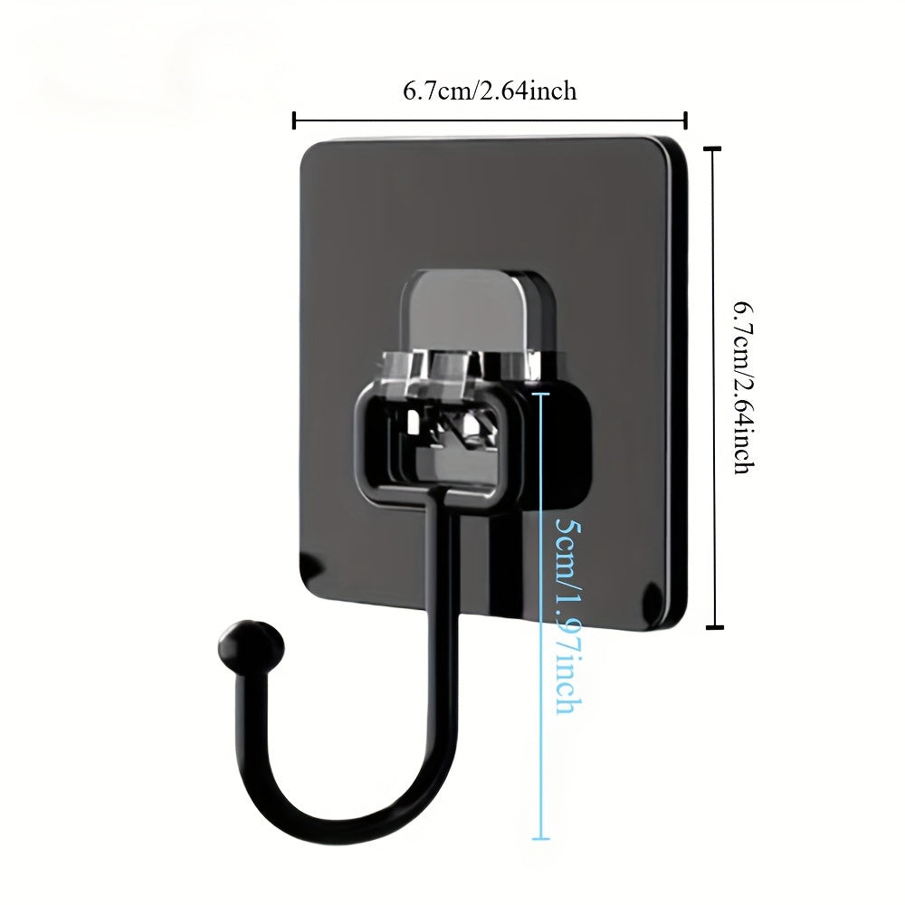 15 Crochets Adhésifs Noirs Robustes, Sans Perçage, Invisibles et Résistants à l'Eau et à la Rouille pour Objets Lourds, Installation Facile pour Cuisine ou Salle de Bain, Crochets Utilitaires