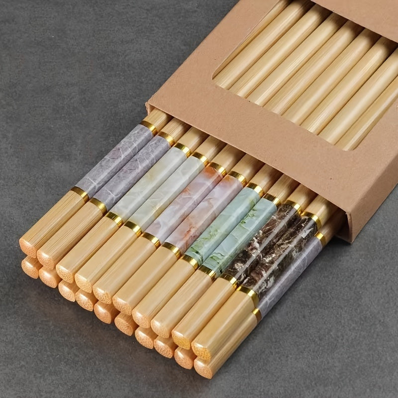 10 Pairs, 24cm\u002F9.45 Inches, Bamboo Print Chopsticks, Reusable, Suitable for Wedding Party Ceremony, Chinese Natural Non-Slip Chopsticks, Can Be Washed in Dishwasher, Light Chopsticks Sets, Eid Al-Fitr
