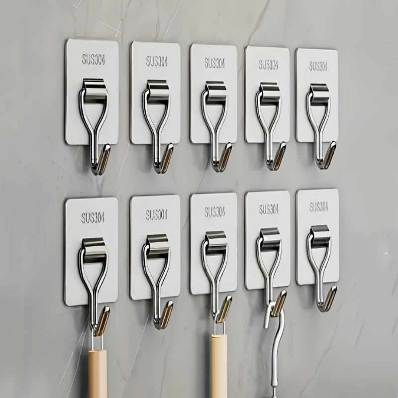 Lot de 10\u002F15 Crochets Adhésifs Sans Couture, Suspension de Cadre Photo Sans Trace ni Clou, Suspension Murale sur Carrelage, Crochets de Fixation Puissants, Style Multifonctionnel, Compatibilité Multi-surfaces, Crochets Utilitaires